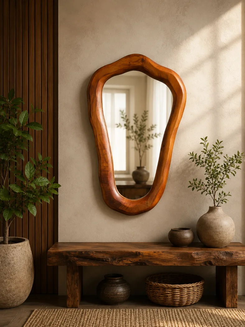Mirror Stained - Macrocarpa  Yoke mirror medium  600mm X 300mm